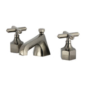 Widespread Bathroom Faucet, Sona, Two-Handle with Brass Pop-Up in Black Stainless