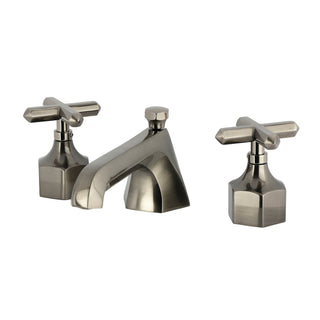 Widespread Bathroom Faucet, Sona, Two-Handle with Brass Pop-Up in Black Stainless