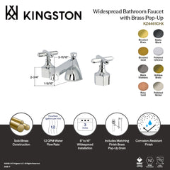 Widespread Bathroom Faucet, Sona, Two-Handle with Brass Pop-Up in Black Stainless