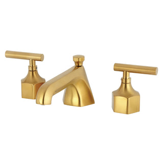 Widespread Bathroom Faucet, Sona, Two-Handle with Brass Pop-Up in Brushed Gold