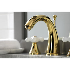 Widespread Bathroom Faucet, Tulare, Two Cross Handles in Polished Brass