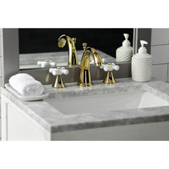 Widespread Bathroom Faucet, Tulare, Two Cross Handles in Polished Brass