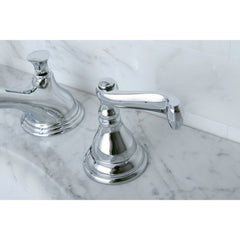 Widespread Bathroom Faucet, Tulare, Two-Handle 3-Hole in Polished Chrome