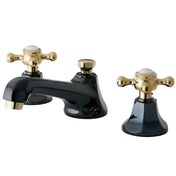 Widespread Bathroom Faucet, Tulare, Two Handle in Black Stainless Steel/Polished Brass