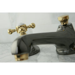Widespread Bathroom Faucet, Tulare, Two Handle in Black Stainless Steel/Polished Brass
