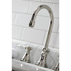 Widespread Bathroom Faucet, Tulare, Two-Handle in Polished Nickel