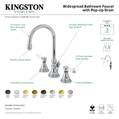 Widespread Bathroom Faucet, Tulare, Two-Handle in Polished Nickel