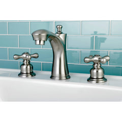 Widespread Bathroom Faucet, Tulare, Two-Handle with Pop-Up Drain in Brushed Nickel