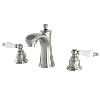 Widespread Bathroom Faucet, Tulare, Two-Handle with Pop-Up Drain in Brushed Nickel