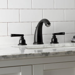 Widespread Bathroom Faucet, Tulare, Two-Handle with Pop-Up Drain in Matte Black
