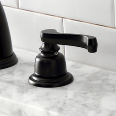 Widespread Bathroom Faucet, Tulare, Two-Handle with Pop-Up Drain in Matte Black