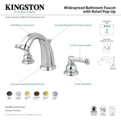 Widespread Bathroom Faucet, Tulare, Two-Handle with Pop-Up Drain in Matte Black
