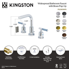 Widespread Bathroom Faucet, Verona, with Brass Pop-Up in Antique Brass