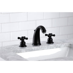 Widespread Bathroom Faucet, Victorian, Two Cross Handles in Matte Black