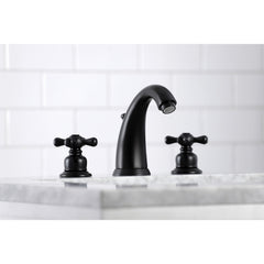 Widespread Bathroom Faucet, Victorian, Two Cross Handles in Matte Black