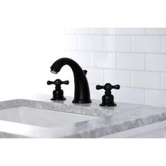 Widespread Bathroom Faucet, Victorian, Two Cross Handles in Matte Black
