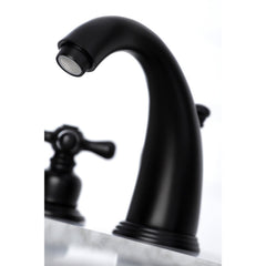 Widespread Bathroom Faucet, Victorian, Two Cross Handles in Matte Black