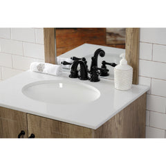 Widespread Bathroom Faucet, Victorian, Two Lever Handles in Matte Black