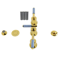 Widespread Bidet Faucet, Verona, Three-Handle with Pop-Up Drain in Polished Brass