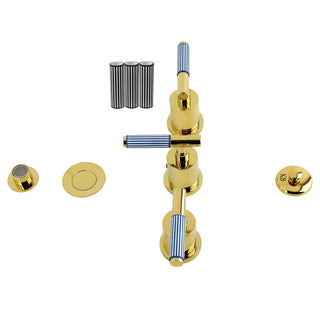 Widespread Bidet Faucet, Verona, Three-Handle with Pop-Up Drain in Polished Brass