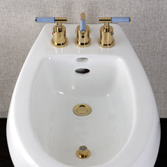 Widespread Bidet Faucet, Verona, Three-Handle with Pop-Up Drain in Polished Brass