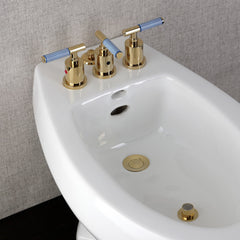 Widespread Bidet Faucet, Verona, Three-Handle with Pop-Up Drain in Polished Brass