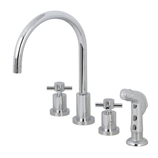 Widespread Kitchen Faucet, Concord, Double Handle with Sprayer in Polished Chrome