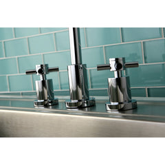 Widespread Kitchen Faucet, Concord, Double Handle with Sprayer in Polished Chrome