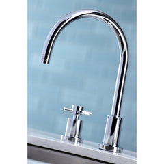 Widespread Kitchen Faucet, Concord, Double Handle with Sprayer in Polished Chrome