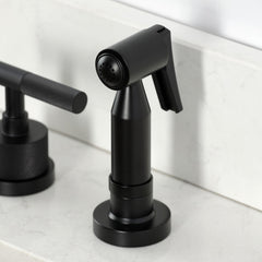 Widespread Kitchen Faucet, Convergent, Double Handle with Side Sprayer in Matte Black