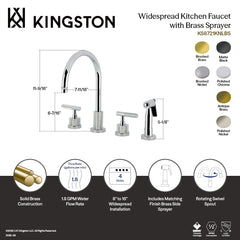 Widespread Kitchen Faucet, Convergent, Double Handle with Side Sprayer in Matte Black