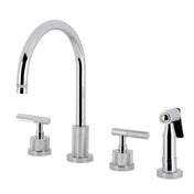 Widespread Kitchen Faucet, Convergent, Double Handle with Sprayer in Polished Chrome