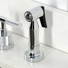 Widespread Kitchen Faucet, Convergent, Double Handle with Sprayer in Polished Chrome