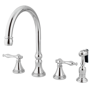 Widespread Kitchen Faucet, Governor, Double-Handle 4-Hole in Polished Chrome