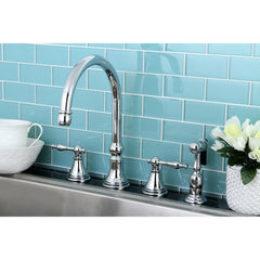 Widespread Kitchen Faucet, Governor, Double-Handle 4-Hole in Polished Chrome