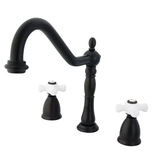 Widespread Kitchen Faucet, Heritage, 3-Hole Double Handle in Oil Rubbed Bronze