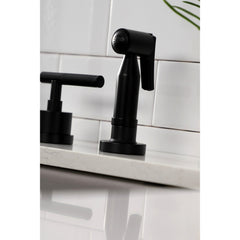 Widespread Kitchen Faucet, Kaiser, 4-Hole with Brass Sprayer in Matte Black