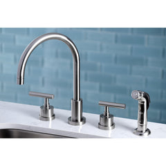 Widespread Kitchen Faucet, Manhattan, Double Handle in Brushed Nickel