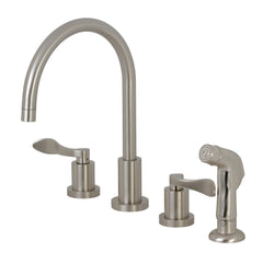 Widespread Kitchen Faucet, Sona, Double Handle 4-Hole in Brushed Nickel