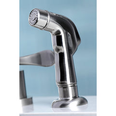 Widespread Kitchen Faucet, Sona, Double Handle 4-Hole in Brushed Nickel