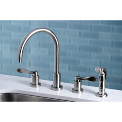 Widespread Kitchen Faucet, Sona, Double Handle 4-Hole in Brushed Nickel
