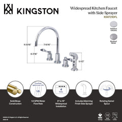Widespread Kitchen Faucet, Sona, Double Handle 4-Hole in Brushed Nickel