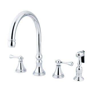 Widespread Kitchen Faucet, Tulare, Double-Handle 4-Hole in Polished Chrome