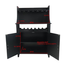 Wine Bar Cabinet, Solid and Manufactured Wood, Black, Two Doors