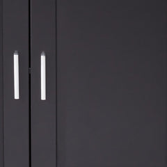 Wine Bar Cabinet, Solid and Manufactured Wood, Black, Two Doors