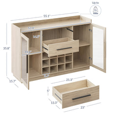 Wine Bar Cabinet with 2 Doors and 2 Drawers in White Lotus