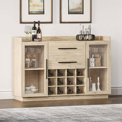 Wine Bar Cabinet with 2 Doors and 2 Drawers in White Lotus