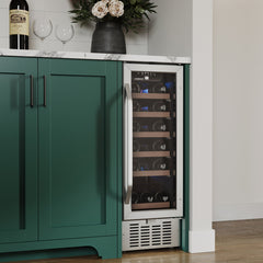 Wine Refrigerator, Built-In, Single Zone, 18 Bottle, Stainless Steel