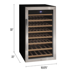 Wine Refrigerator, Cascina Series, 50 Bottle, Single Zone, Freestanding, Stainless Steel