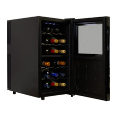 Wine Refrigerator, Dual Zone, 18 Bottle, Thermoelectric, Black